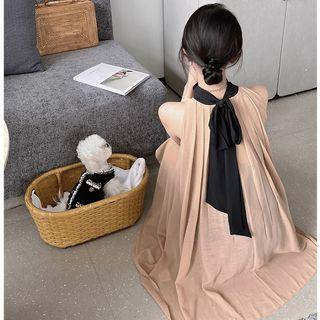 Tie-neckline Mesh Halter Dress With Slipdress