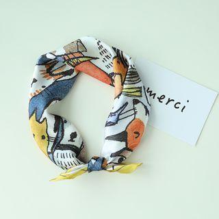Cat Print Scarf J104 - Yellow - One Size