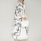 Set: 3/4-sleeve Print Jacket + Sleeveless A-line Midi Dress
