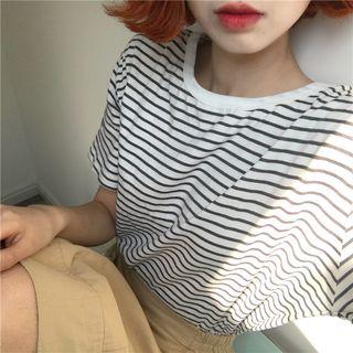 Striped Short-sleeve T-shirt Stripes - Black & White - One Size