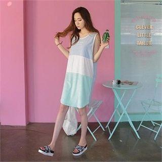 Sleeveless Color-block T-shirt Dress