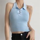 Collar Ribbed-knit Tank Top