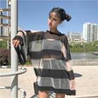 Striped Sheer Long-sleeve T-shirt