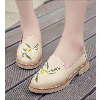 Floral Embroidered Flats