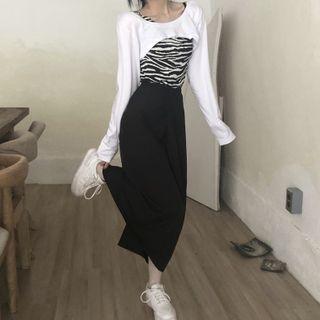 Long-sleeve Crop T-shirt / Camisole Top / Midi Skirt
