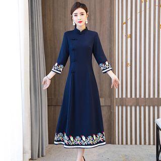 Traditional Chinese A-line Midi Dress