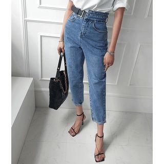 Inset-belt Tapered Jeans