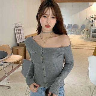 Off-shoulder Long-sleeve Cardigan