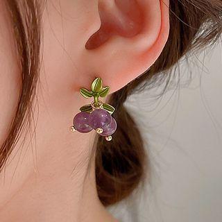 Fruit Resin Alloy Fringed Earring 1 Pair - Purple - One Size