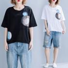 Print Round-neck Short-sleeve T Shirt