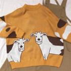 Cow Print Sweater Curcumin - One Size
