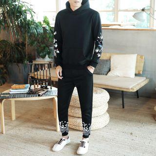 Set: Flower Print Hoodie + Harem Pants