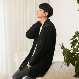 Drop-shoulder Patch-pocket Cardigan