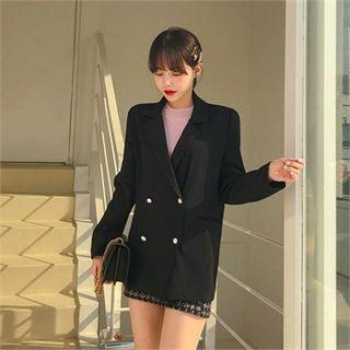 Faux-pearl Button Boxy Blazer