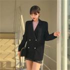 Faux-pearl Button Boxy Blazer