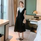 Cap Sleeve Two Tone A-line Dress