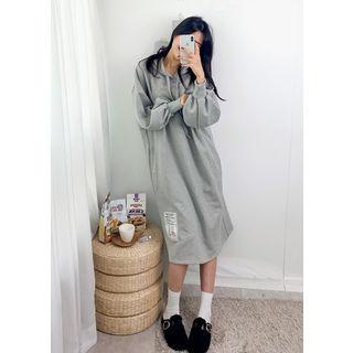 Tall Size Patch-detail Puff-sleeve Hoodie Dress