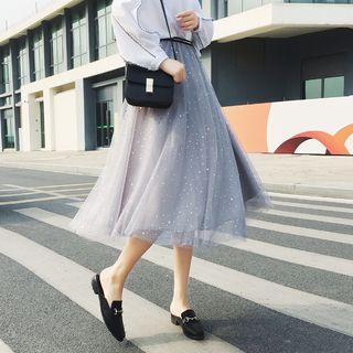 Sequined A-line Mesh Skirt