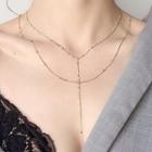 Alloy Layered Necklace Set Of 2 - Light Gold - One Size