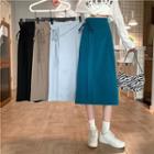 High-waist Lace-up Strap Asymmetrical A-line Skirt