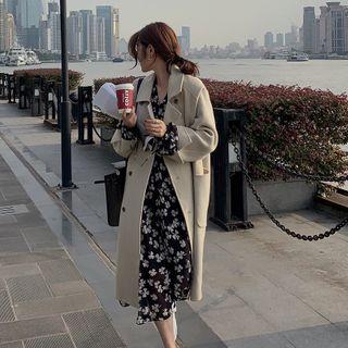 Puff Sleeve Floral Print Midi A-line Dress