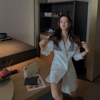 Floral Print Double-breasted Blazer / Shawl