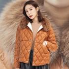 Faux Fur Collar Button Padded Jacket