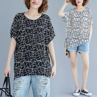 Batwing-sleeve Print Short-sleeve T Shirt