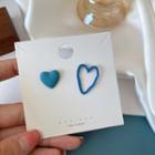 Heart Asymmetrical Sterling Silver Stud Earring / Clip-on Earring