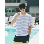 Short-sleeve Asymmetric Striped T-shirt