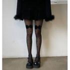 Bow Accent Dotted Tights Black - One Size