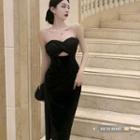 Chain Strap Open Back Sheath Dress