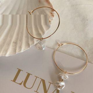 Irregular Pearl Hoop Drop Earring As Shown In Figure - One Size