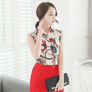 Sleeveless Patterned Blouse