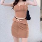 Halter-neck Cropped Camisole Top / Mini Pencil Skirt