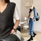 Cable-detail Dip-back Knit Vest