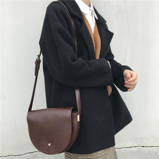 Notch Lapel Single Buttoned Coat Black - One Size