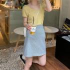 Short-sleeve T-shirt / Pattern Mini A-line Skirt