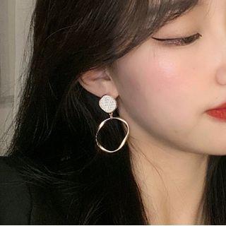 Woven Disc Twisted Hoop Alloy Dangle Earring