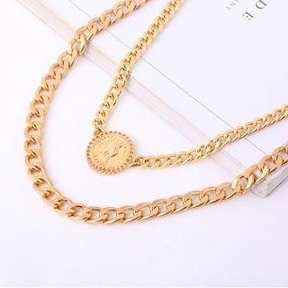 Embossed Disc Pendant Alloy Choker