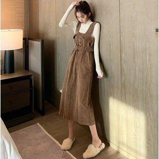 Corduroy Jumper Dress With Belt