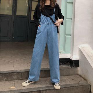 Drawstring Waist Wide-leg Dungaree