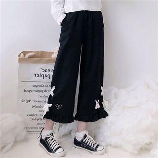 Rabbit Embroidered Cropped Pants