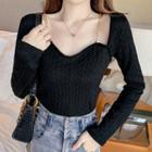 Chained Square-neck Knit Top