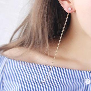 Sterling Silver Faux Pearl Drop Earrings