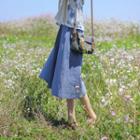 Two-tone Linen Midi Skirt