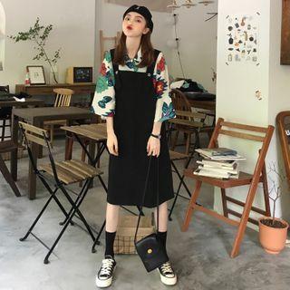 Floral 3/4-sleeve Top / Midi Jumper Dress