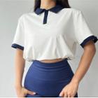 Elbow-sleeve Cropped Sports Polo Shirt