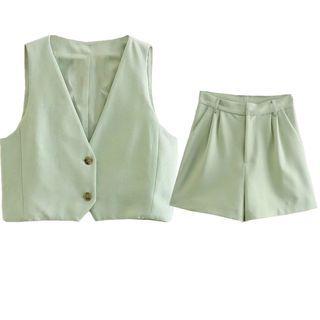 Single Breasted Vest / High Waist Shorts