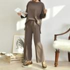 Fleece-lined T-shirt & Pants Loungewear Set